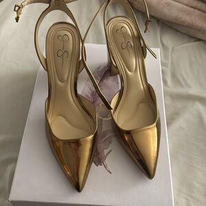 Jessica Simpson Bronze Mirror Metallic heels
